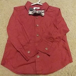 NWT Boy's dress shirt w clip on bow tie